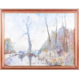 Alex Carson (20th century) British, a peaceful impressionist river scene, oil on board, signed lower