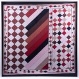 An Emilio Pucci framed silk scarf, with repeating harlequin decoration, 87 cm square, glazed in a