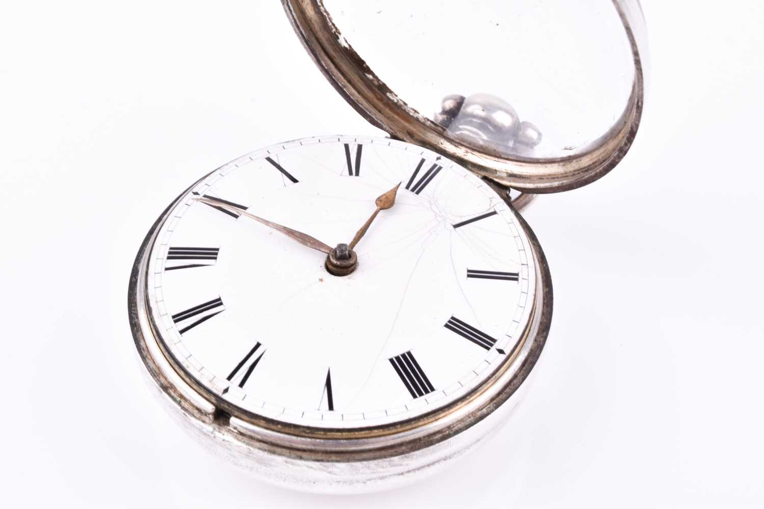 A William IV silver pair cased pocket watch by William Wallace of London, the white enamel dial with - Image 4 of 8