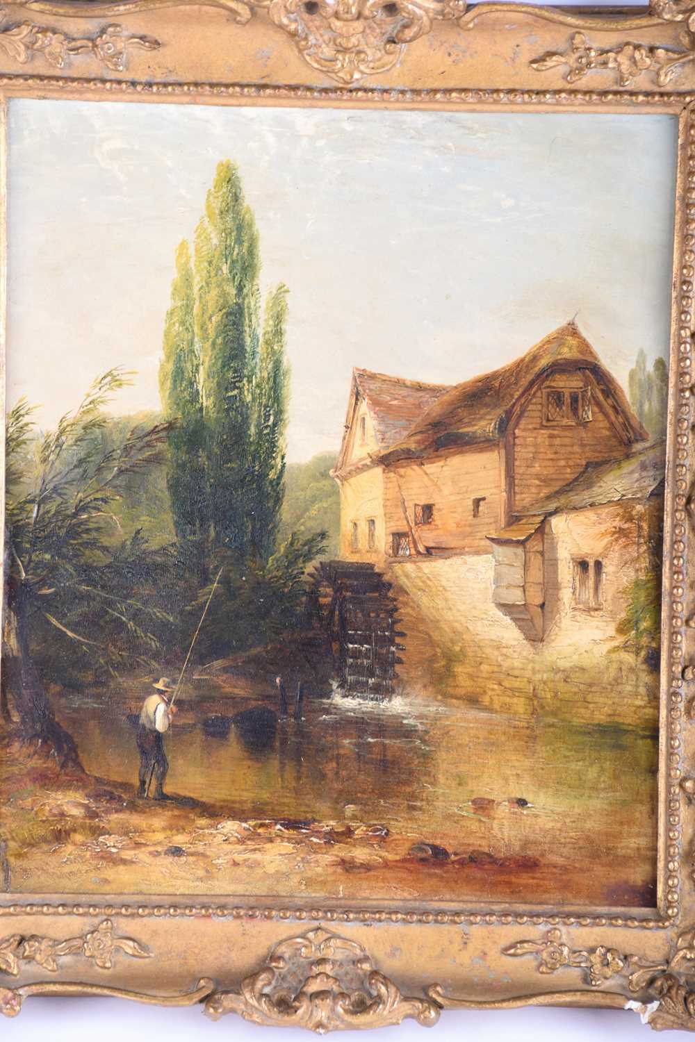 William Williams of Plymouth (1808 - 1895), fishing by the watermill, signed and dated 184*, oil - Image 3 of 4