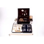 A group of costume jewellery items, to include various chains, silver and white metal jewellery,