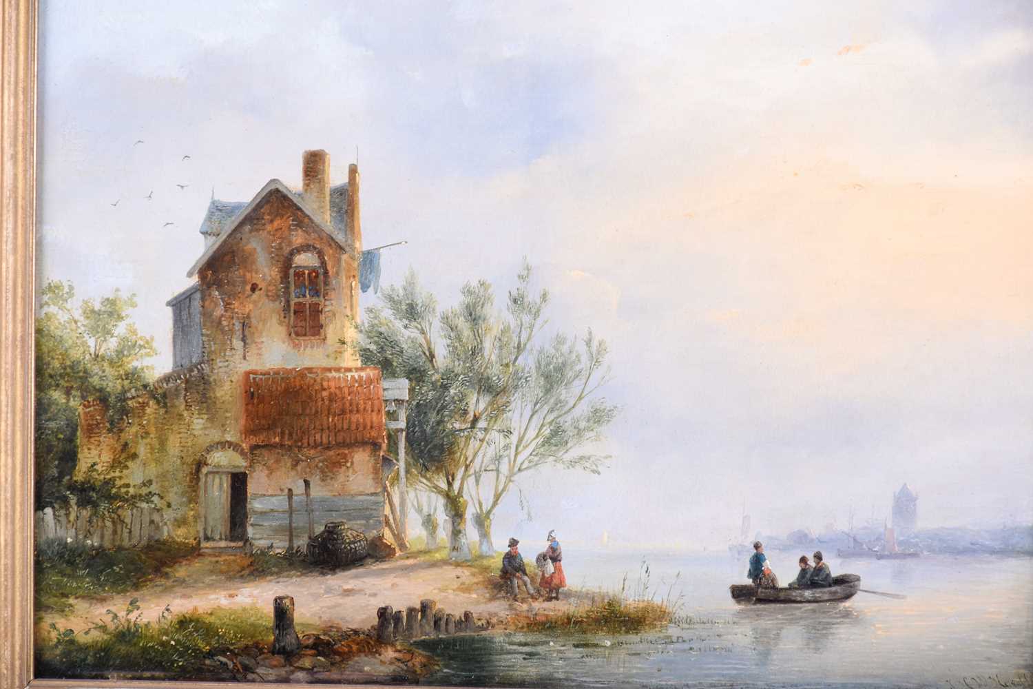 Jan Hendrik Willem Hoedt (1825-1868) Dutch, an estuary scene, oil on panel, signed to lower right - Image 2 of 5