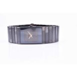 A Rado Jubile Diastar ladies black polished ceramic wristwatch, the minimalist rectangular dial with