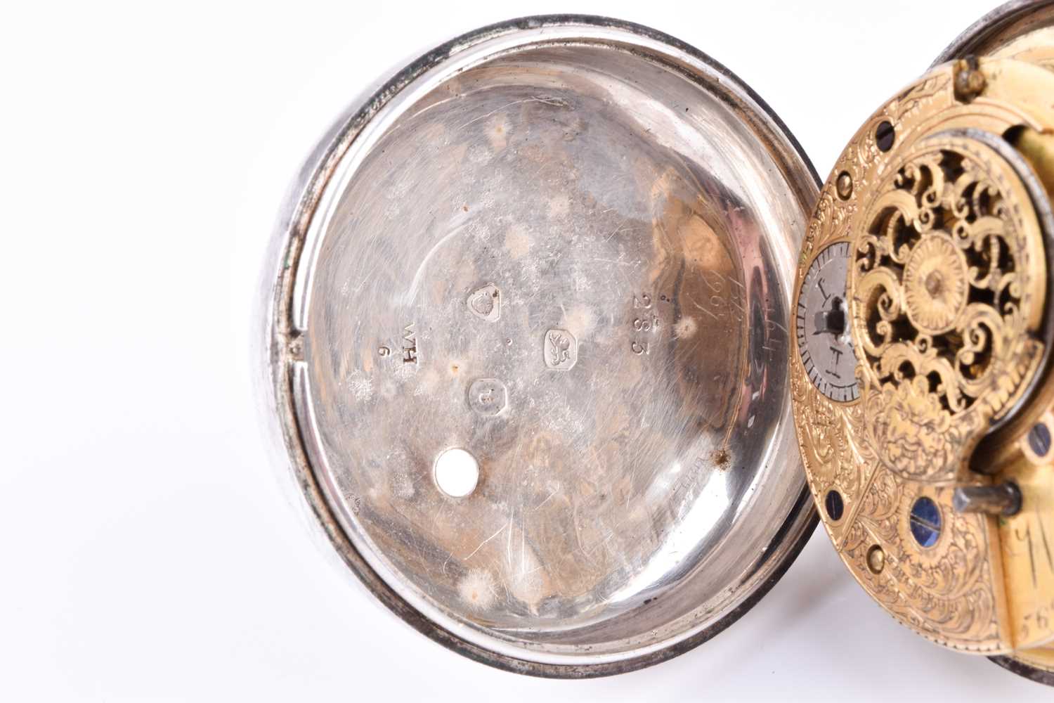 A William IV silver pair cased pocket watch by William Wallace of London, the white enamel dial with - Image 8 of 8