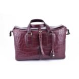 A Mulberry Burgundy Classic Tote Bag in faux crocodile skin, the interior tag numbered 10269309,