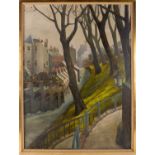 20th century English School, a study of a street scene, possibly Hampstead, oil on board,