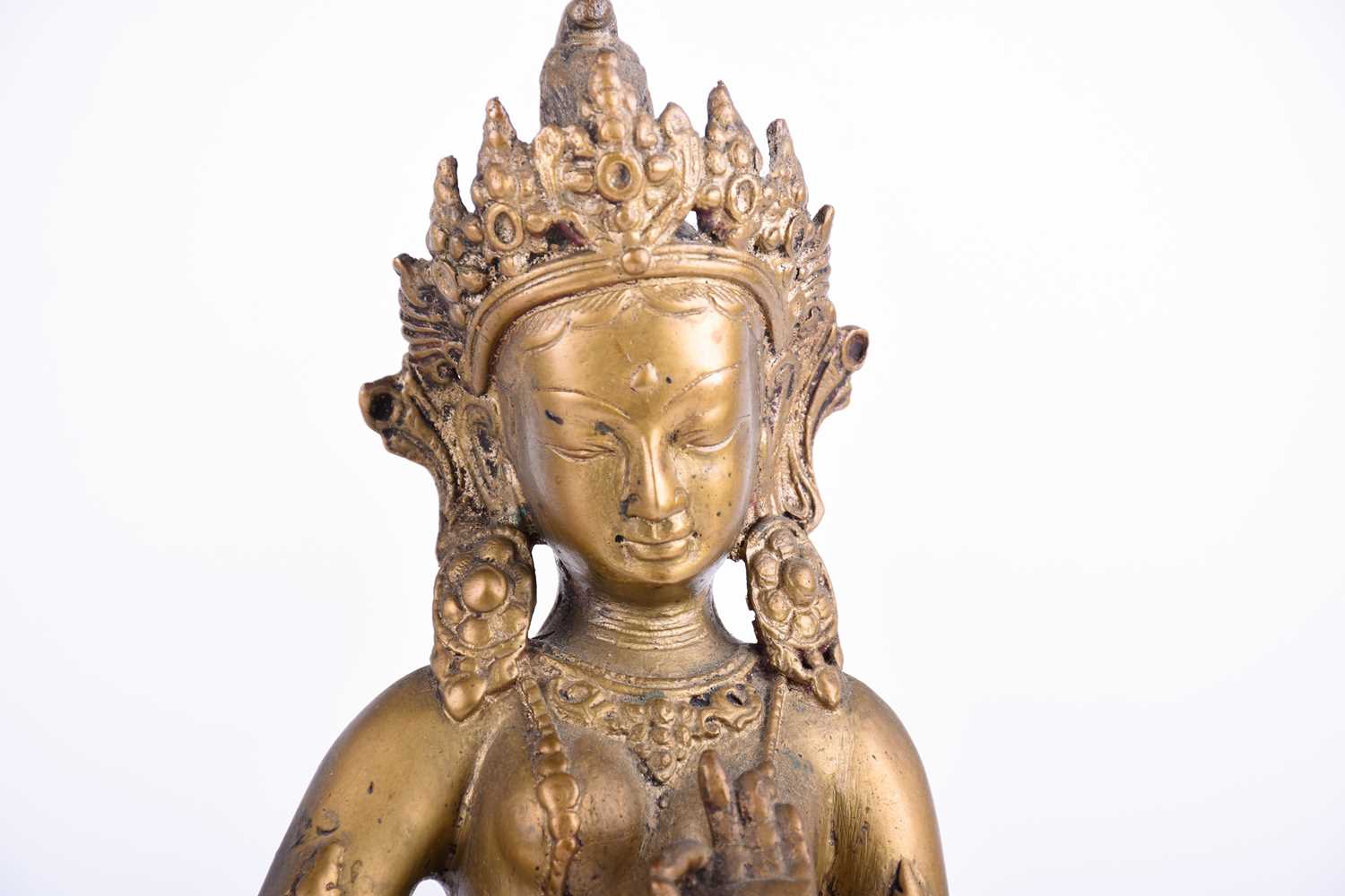 A Japanese hollow cast brass figure of the Amida Buddha, his hands in mida no jo-in, together with a - Image 5 of 6