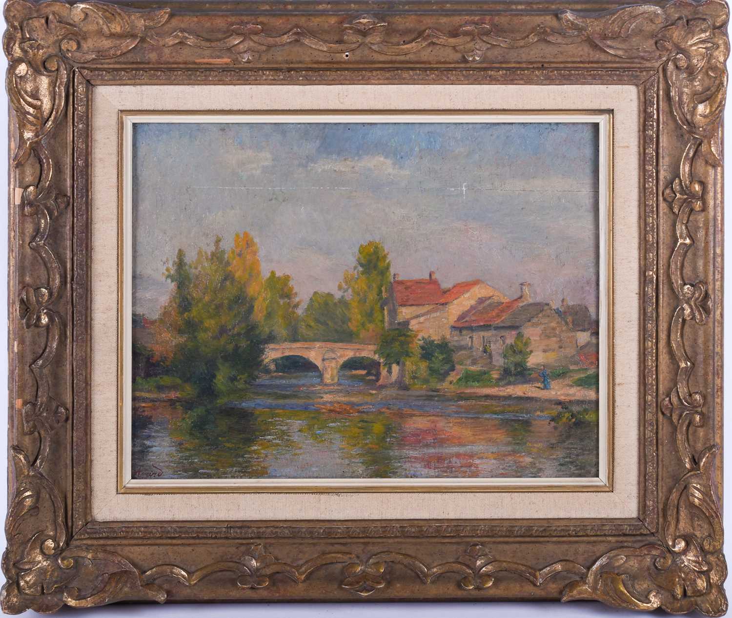 Charles-Jean Agard (1866-1950) French, 'Le Pont de Bennecourt', oil on panel, signed to lower left