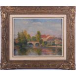 Charles-Jean Agard (1866-1950) French, 'Le Pont de Bennecourt', oil on panel, signed to lower left