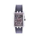 A Jaegar Le Coultre Reverso Day and Night stainless steel twin dial wristwatch, the Day dial with