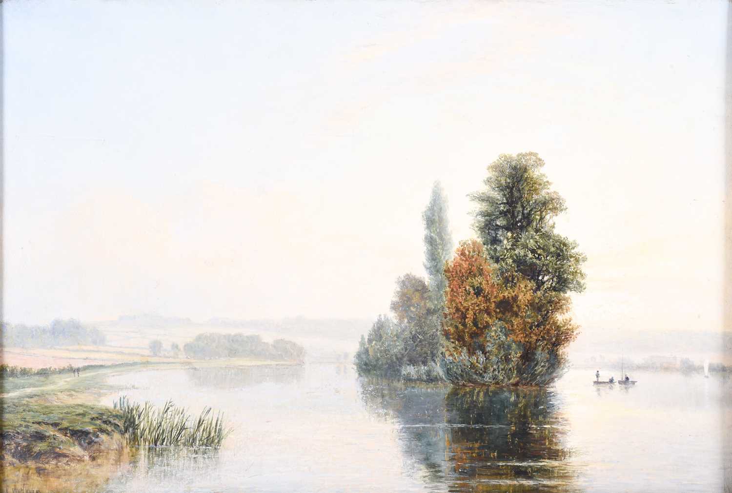 Frederick William Hayes ARCA (1848-1918) British The Thames near Hardwicke, river landscape with - Image 3 of 9