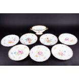 A set of six Dresden porcelain cabinet plates, each with hand-painted floral spray decoration with