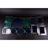 A collection of ten silver photograph frames, the largest 21.5 cm x 16 cm, various dates and makers,