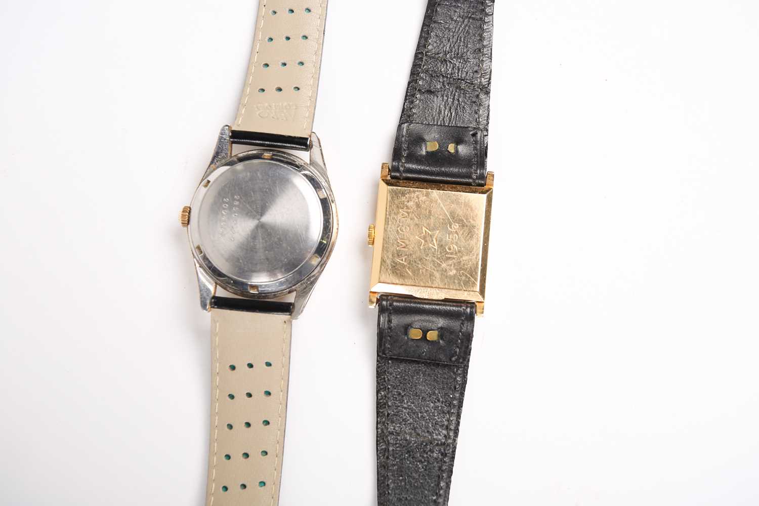 A 1950s 18ct gold mechanical wristwatch, with square silvered dial and gilt numerals, in an 18ct - Image 4 of 4