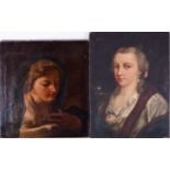 Early 19th century Continental School, two unframed oils on canvas, the first depicting a smartly