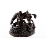 After Pierre Jules Mene: a patinated bronze figure group, 'After the Hunt', 52cm high.