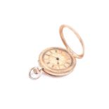 An 18ct yellow gold cased pocket watch, the gilt Roman numeral dial with engraved decoration, the