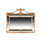 A Robert Adam style gilt wall mirror, probably early 20th century, the central panel overlaid with