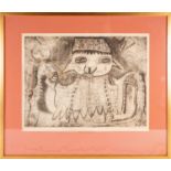 Twins Seven-Seven (Nigerian 1944-2011), 'The Long-eared Ghost', 1965, signed etching, framed and
