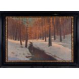 A late 19th / early 20th-century winter woodland scene, possibly Russian school, oil on canvas, in