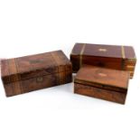 A large and fine 19th century mahogany and brass bound writing slope, with fitted interior, 50 cm