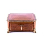 A late 19th century French amboyna, inlaid and ormolu-mounted jewellery casket by Paul Sormani, on