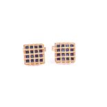 Kutchinsky, circa 1965. A pair of 18ct yellow gold and sapphire cufflinks, the square mounts with