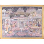 Indian Kishangarh School, 19th century, celebrating the Holi festival, A maharaja in his hareem with