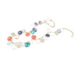 A semi-precious gemstone necklace, set with briolette-faceted pear-shaped pendants of chalcedony,