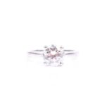 A platinum and diamond solitaire ring, set with a round brilliant-cut diamond of approximately 2.