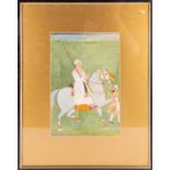 A 19th-century Indian miniature painting of a Raga riding with an attendant on foot, possibly
