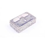 A Russian 19th century silver and niello snuff box;Russian silver marks, maker's mark indistinct;