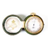 A 19th century gilt metal pocket barometer by Ross of London, the silvered dial inscribed '