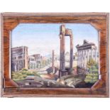 A fine 19th century Italian micro-mosaic rectangular panel depicting the Roman Forum of the Temple