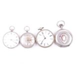 A Victorian silver pocket watch, with silvered dial, hallmarked London 1864, together with two white