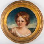 William Gale (1823-1909) British, a circular portrait of a young boy, partial label verso giving a