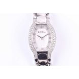 An Ebel ladies stainless steel wristwatch, the mother-of-pearl dial with applied diamond indices, in