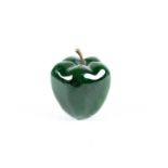 A rare Russian 14ct gold and nephrite jade apple, realistically modelled, impressed marks to