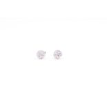 A pair of white and yellow gold ball-shaped ear studs, inset with diamond accents, 6 mm diameter,