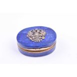 A 19th century Russian silver gilt, diamond and lapis box, the hinged cover wth applied rose diamond