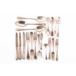 A collection of George III and later silver flatware, various dates and makers (c.27.1oz).