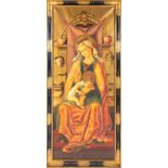 A late19th-century painting of the Virgin & Child, oil on canvas, in a decorative ebonised and