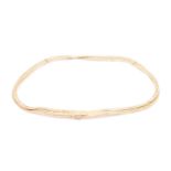 Gübelin, Switzerland. An 18ct yellow gold flat-link double strand collar necklace, of curved design,
