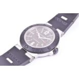 A Bulgari aluminium and carbon fibre automatic wristwatch the black carbon fibre dial with baton and