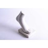 A Grand Tour style carved marble study of a foot, probably 20th century, mounted to a rectangular