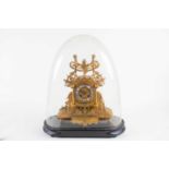 A Victorian gilt spelter mantel clock, the eight day movement by W Davis & Sons, Paris, chiming on a