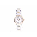 A Baume & Mercier Riviera stainless steel and 18ct yellow gold quartz ladies wristwatch, the white