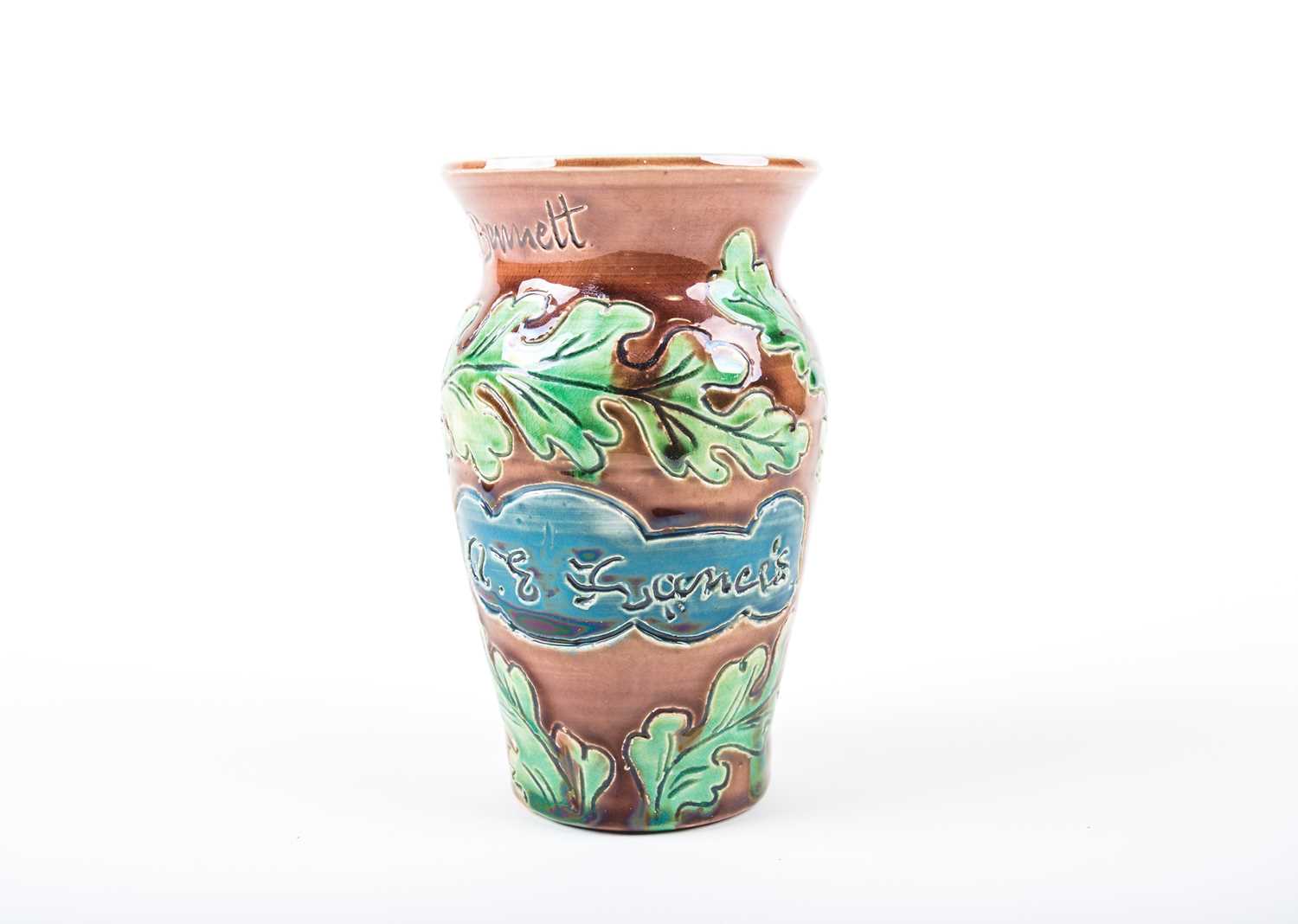 A 1920s small ceramic vase, produced as a commemorative piece at the Sibley Pottery by Rachel