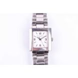 A Christian Dior ladies stainless steel wristwatch with rectangular silvered dial with Arabic