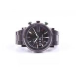 A Gucci black PVD stainless steel chronograph wristwatch, the black dial with baton indices and